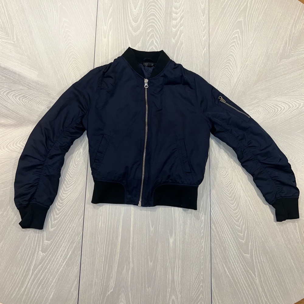Navy blue bomber jacket